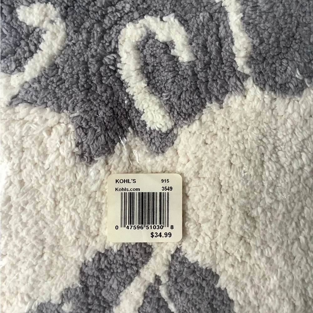 New in the bag Waverly Bath Rug Mat 20x30 Gorgeous Beige Blue-Grey, yellow trim